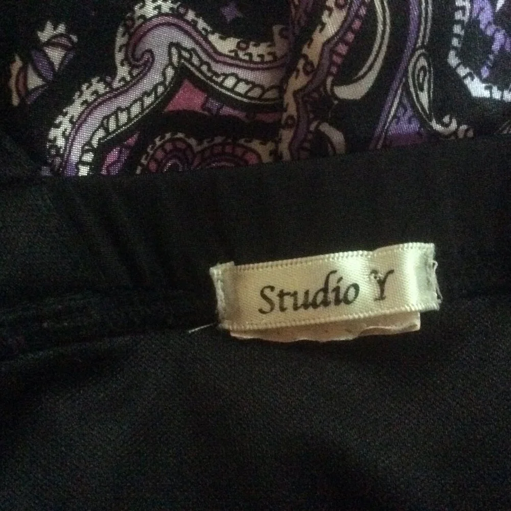 Babydoll Studio Y Purple/Black Paisley Y2K Fairycore Satin Dress Size Medium* - Picture 4 of 4